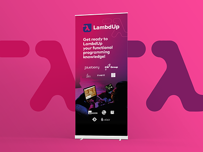 LambdUp 2018 - Rollup banner design lambdup partners presentation programming purple roll up