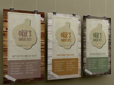 Orie's Garlic Festival country event graphic design local organic poster rustic wood