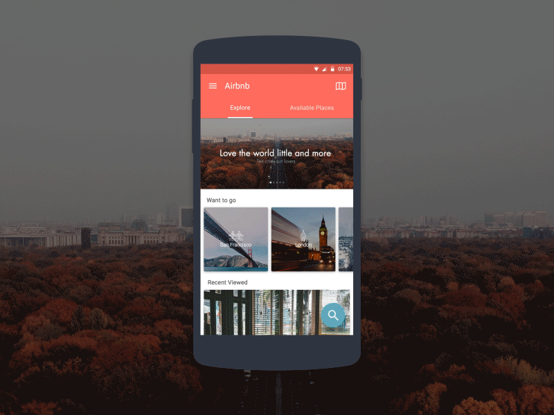 Redesign Airbnb - Home Page airbnb gif home material design motion redesign
