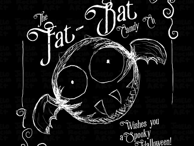 The Fat Bat Candy Co. wishes you a spooky Halloween bat halloween lineart scratchy shirt