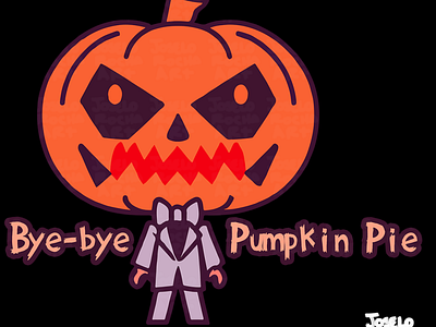 Bye Bye Pumpkin Pie character halloween illustration pumpkin pie
