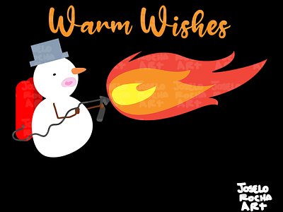 Christmas Shirt : Snowman warm wishes character flames graphic design illustration