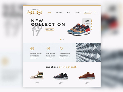 Sneakers design gold grey newbalance nike shop sneakers store web webdesign