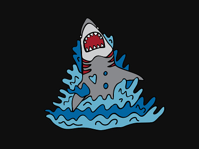 Shark Splash doodle enamel pin shark