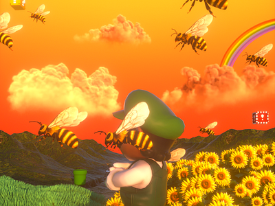 Mario Flower Boy 3d art design graphic design nft