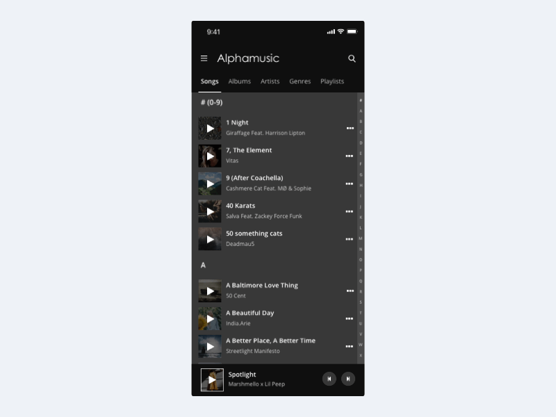 Music Player #1 (Part 02) dark theme minimalistic design music player ui visual design