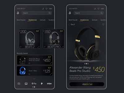 Beats Store App Design - Dark Mode app clean design ui ux