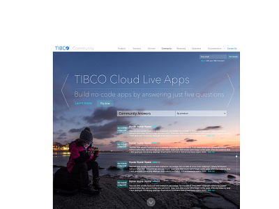 Tibco Landing Page Design clean dashboard design ui ux