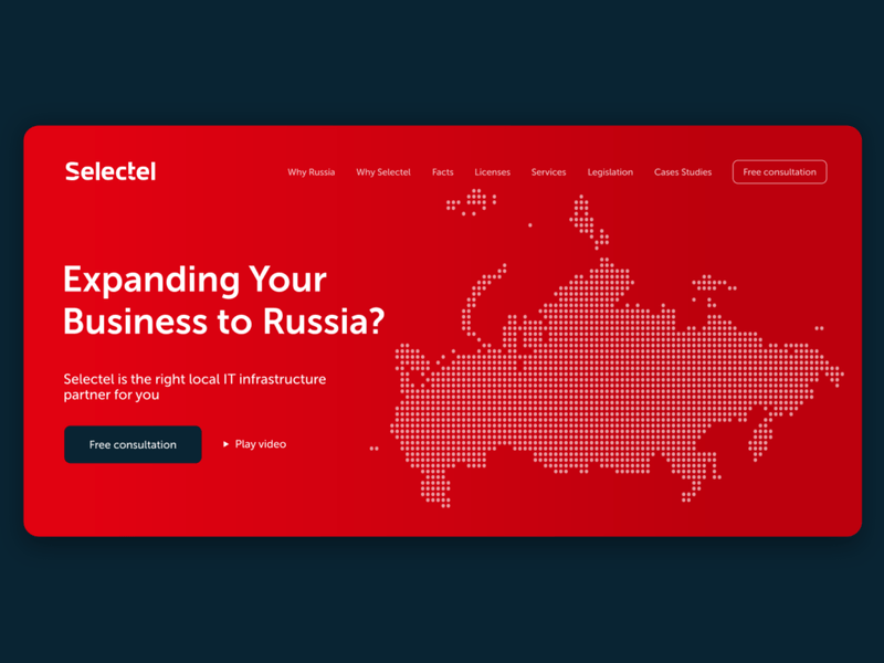 Russia as a Serveises banner hero landing page map minimal promo page russia shape animation track ui web
