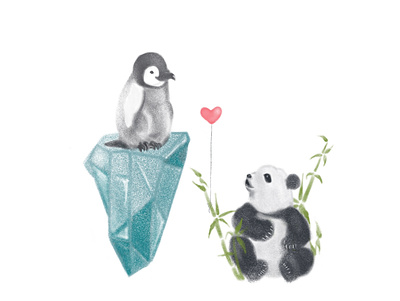 No boundaries balloon bamboo iceberg illustration littlethings love panda penguin