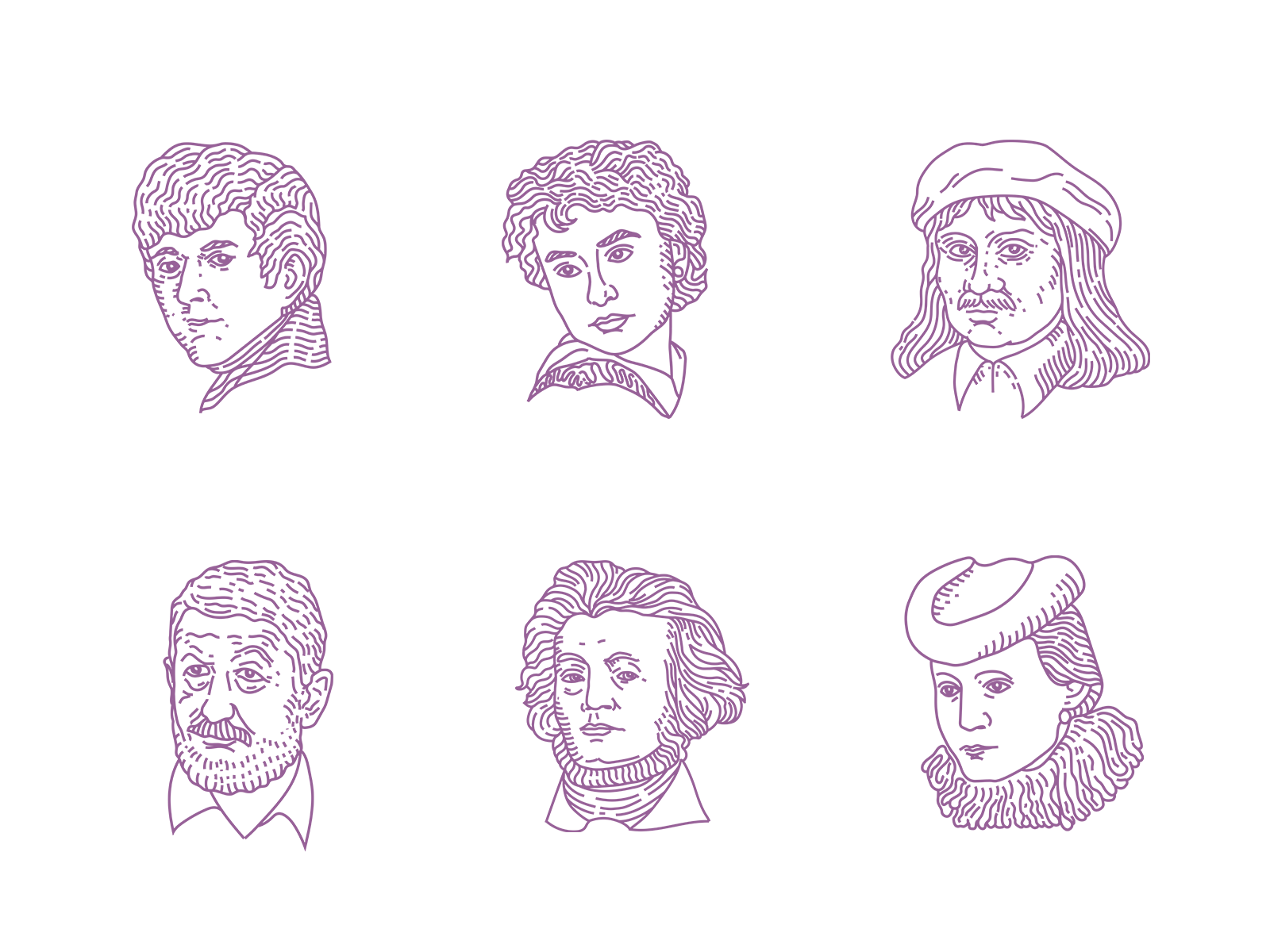 Historical figures of Lithuania applicantion face illustration line vector