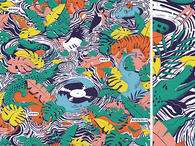 Croc&Maraboo pattern animals illustration pattern vector vinyl