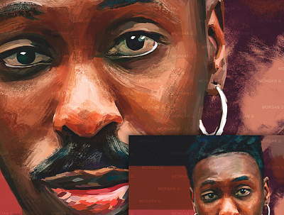 Portrait abstract afro artwork digital illustration man mixart portrait realistic