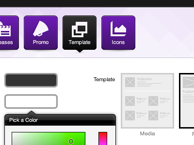 Iconic Navigation color picker icons thumbnails