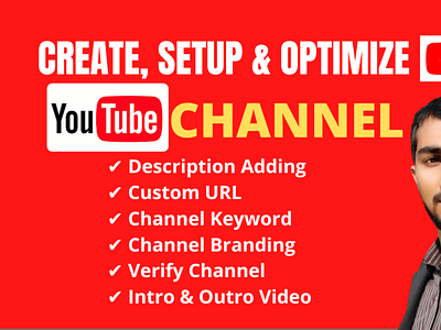 I will create, setup, design and optimize YouTube channel branding logo social media management social media post social media service youtube channel create youtube design youtube optimization youtube setup