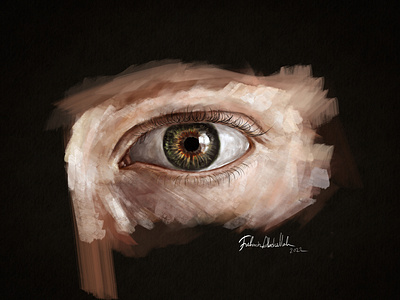 Oil Painting style, realistic eye painting in Photoshop