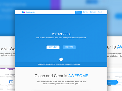 Cool Startup blue flat landing page