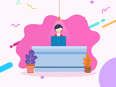 Girl with laptop artwork illustration inspiration uiux web design