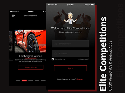 UI/UX Design for Elitecompetitions app design clean dark app dark ui design inspiration ios ui ux web design