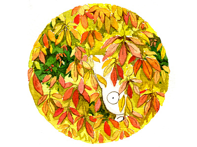 Autumn bunny illustration watercolour