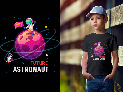 Kids T-Shirt Design/ Future astronaut t-shirt design awesome black t shirt design eye catching graphic design illustration kids kids t shirt mahfujur rahman march by amazon print on demand redbubble shirt design t shirt design t shirt design trendy t shirt typography