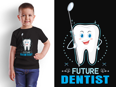 Kids T-Shirt Design/ Future Dentist T-shirt-design black t shirt design future dentist graphic design illustration kids kids illustration kids t shirt mahfujur rahman march by amazon print on demand shirt design t shirt design t shirt design trendy t shirt typography