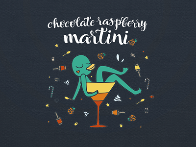 Christmas Cocktail Illustration - Martini christmas cocktail illustration martini print promotion material website