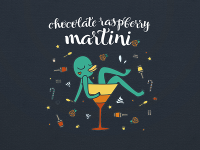 Christmas Cocktail Illustration -  Martini