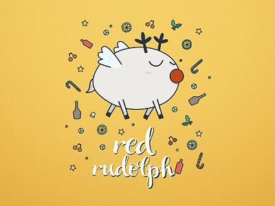 Christmas Cocktail Illustration - Red Rudolph