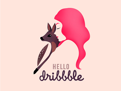 Hello Dribbble! debut deer girl illustration