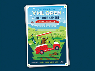 VML Golf Tournament Poster beer golf golfcart gopher groundhog illustration plane poster selfie tournament vml