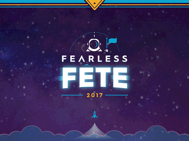 KCRep's Fearless Fete Logo Animation animation astronaut flag illustration lockup logo planet rocket rocketship space