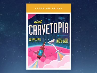 Visit Cravetopia - Travel Postcard atmosphere bottles cheers planets postcard rockets space stars travel