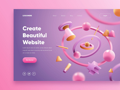 Web UI 3d animation design illustration landing page ui ux website