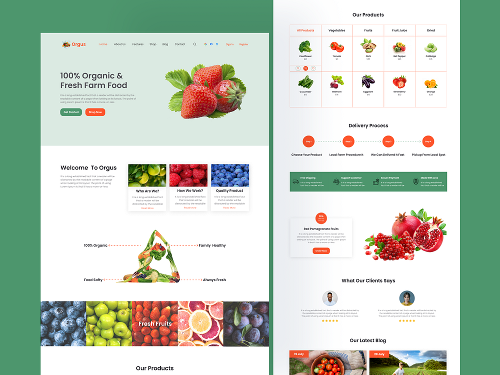 Organic Fruits Landing Page designs, themes, templates and downloadable ...