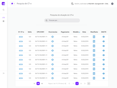 One of many screens design erp table ui ux