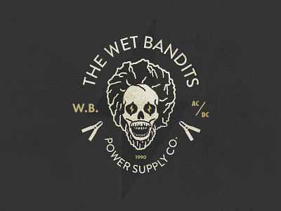 The Wet Bandits Power Supply Co. 12 badge christmas days electricity holidays home alone logo power skull wet bandits xmas