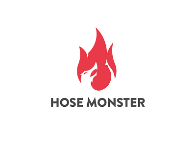 Hose Monster :: Logo branding design fire flame hose logo mark minimal modern monster type typography