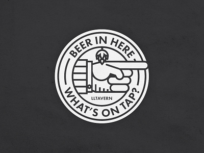 Beer in Here badge beer drinking finger hops patch pointing simple tap