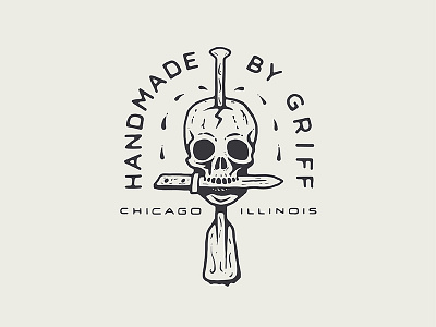 Handmade by Griff Logo badge branding chicago crafted dagger handmade knife logo paddle skull