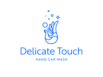 Delicate Touch Hand Car Wash Logo branding bubbles car car wash delicate hand identity logo touch wash