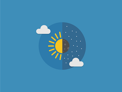 Anytime app clean cloud design flat illustration moon sun ui ux vector web