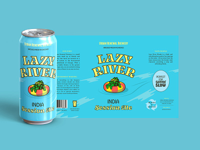 Lazy River - IPA Session Ale animation beer art beer branding beer can beer can illustration beer illustration beer label beer packaging branding cool design graphic design illustration package design packaging product design typography