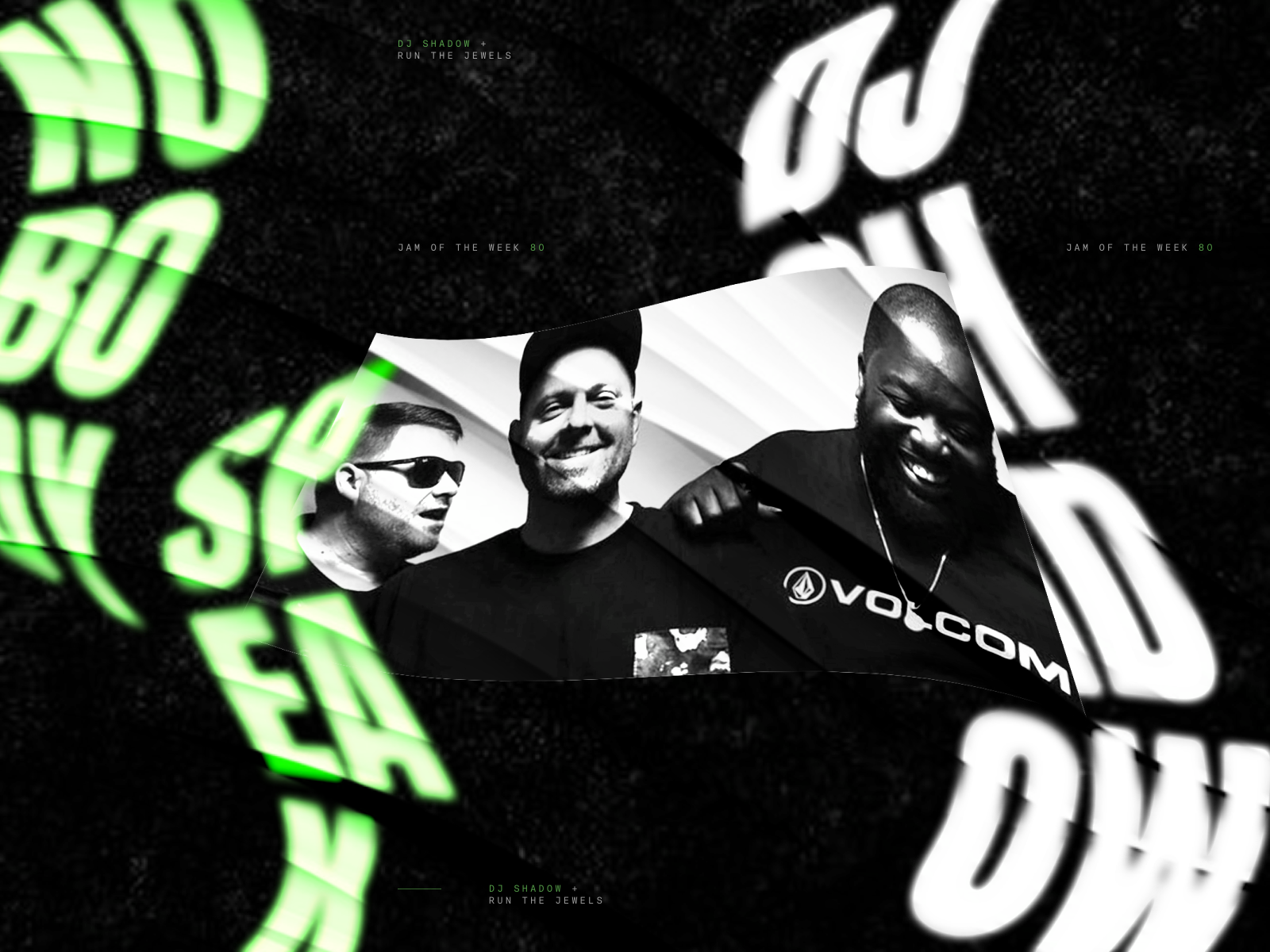 Jam Of The Week - 80 album art album cover album cover art collaboration design dj shadow ghost graphic design hip hop illustration jam of the week music music and design musician passion project rogue studio run the jewels typography warped type weird type