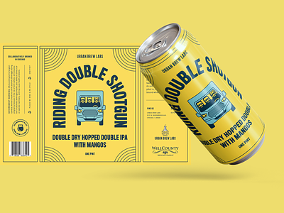 Riding Double Shotgun beer can beer package beer packaging branding design graphic design illustration packaging illustration product design typography urban brew labs