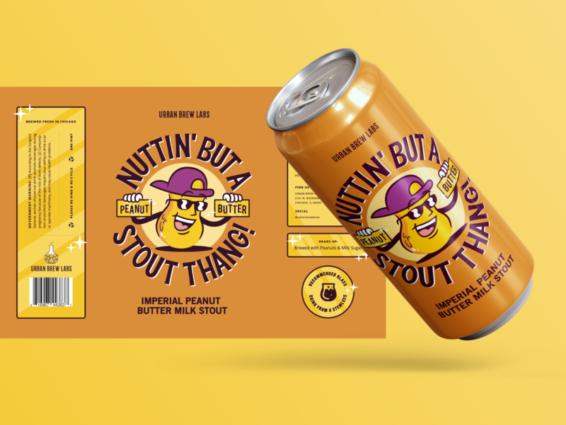 Nuttin But A Stout Thang beer can design beer illustration beer label branding brewery illustration design dr.dre graphic design illustration imperial peanut butter stout lakers peanut peanut butter stout product design stout beer typography web design website