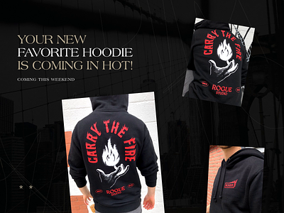 Hoodie Promo animation apparel apparel design branding carry the fire design ecommerce fire graphic design illustration inspiring products product design site launch typography web website