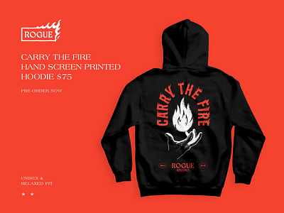 Carry The Fire branding design dogged perserverence ecommerce graphic design hoodie hoodie illustration illustration keep going perserverence product design retail rogue studio the creative pain typography uplifting web web design website you got this