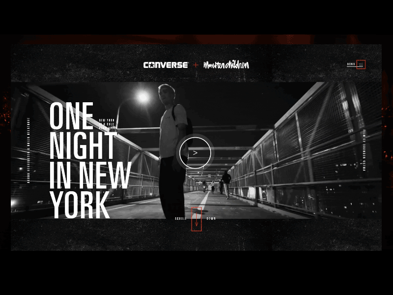 One Night In New York | Film Site design prototype skateboarding ui video web