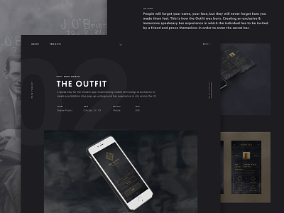 The Outfit | Case Study app dark mobile modern prohibition sleek the outfit trophies ui ux